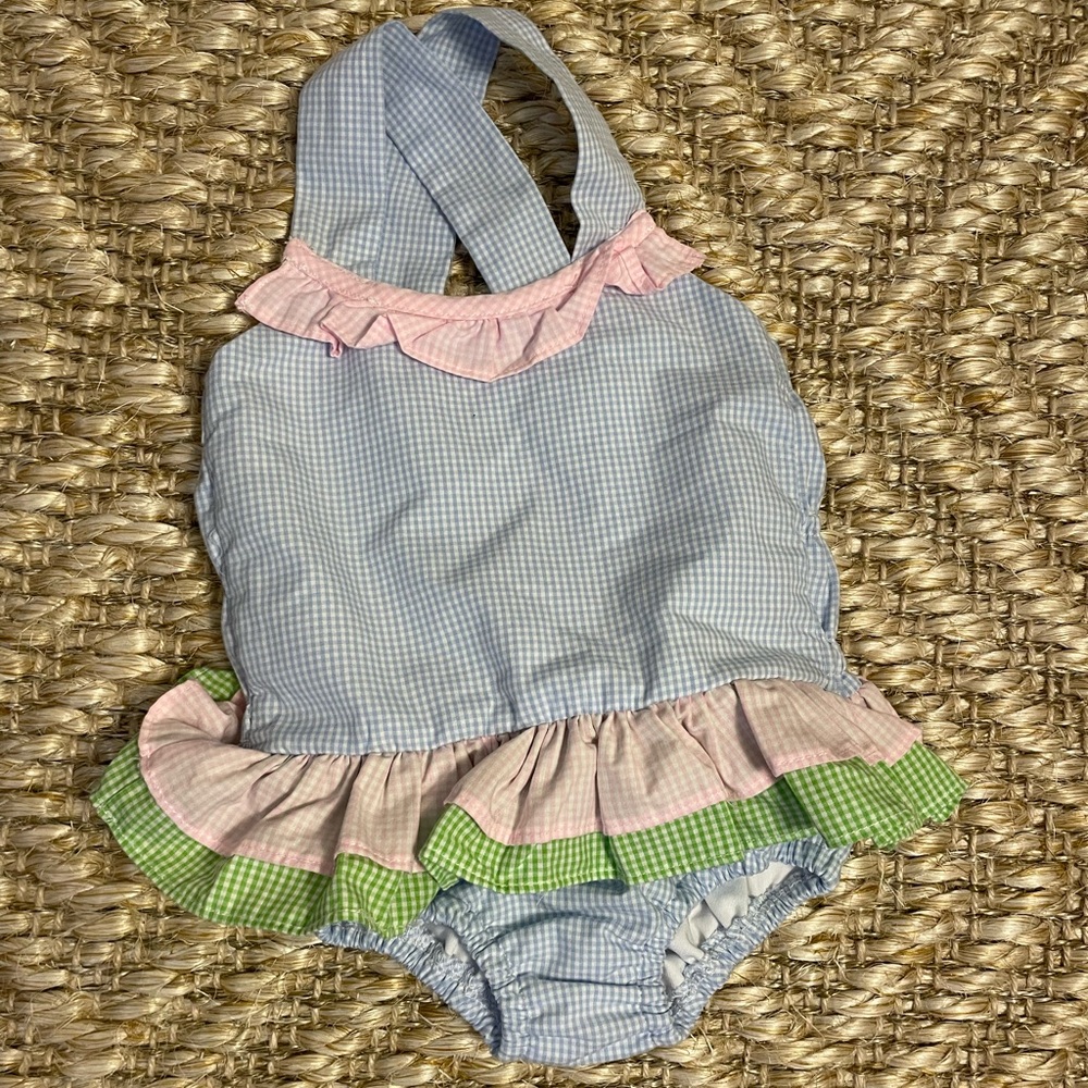 Classic Southern Smocks swimsuit 6M pink blue green with bow